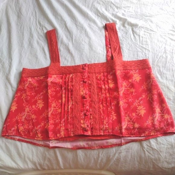 New KREWE red tropical print crop top - Picture 5 of 8